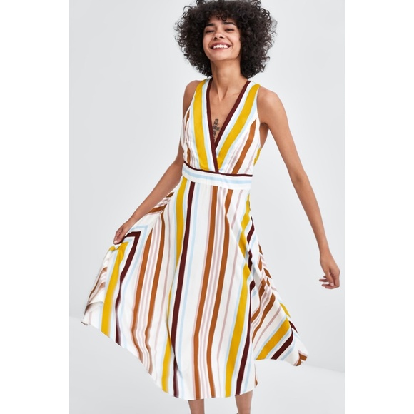Zara Dresses & Skirts - Zara Striped Midi Dress